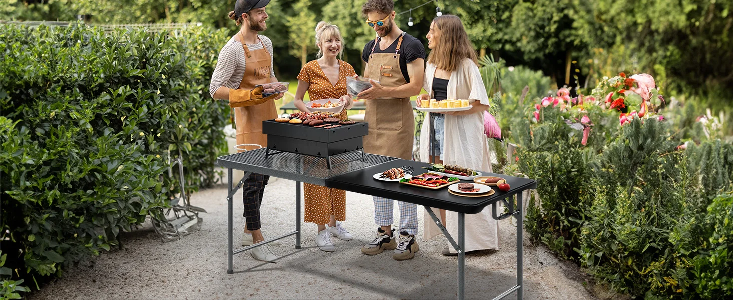 Description Picture 4 of itemMetal Folding Table for Grill Portable 2-in-1 Design Folding Grill Table with Mesh Desktop for Camping Cooking