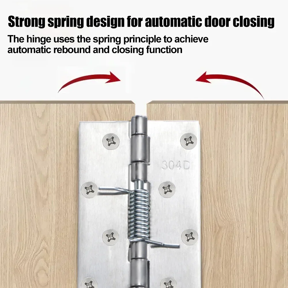 10/1Set Self Closing Spring Hinge Stainless Steel Door Hinges with Screws Boxes Windows Cabinet Furniture Hardware Accessories