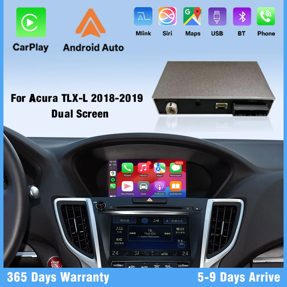 Fast Wireless CarPlay Adapter for Acura TLX-L 2018-2019 Android Auto DSP Navi Backup Camera Mirroring Plug Play No Delay 5G WiFi