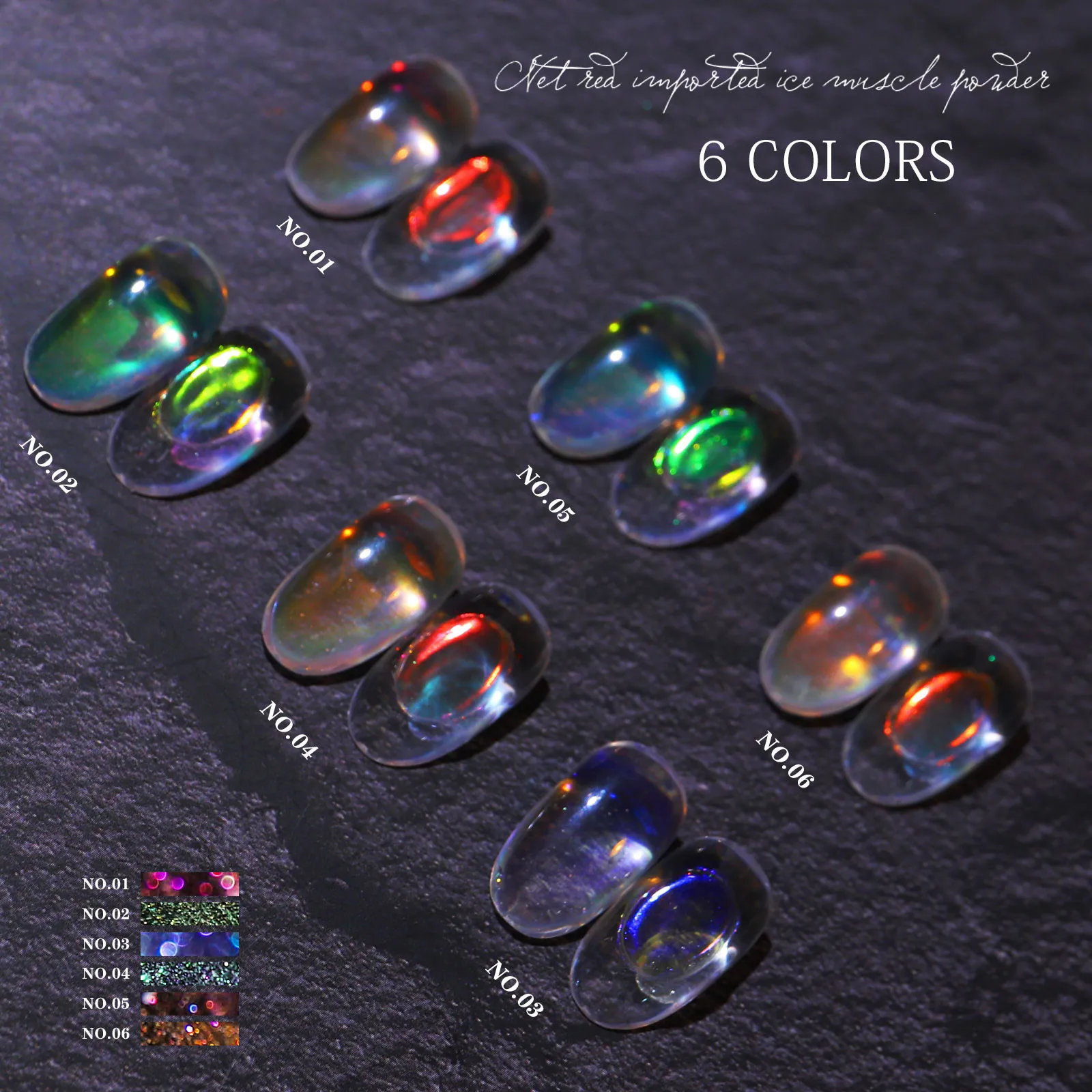 Misscheering 1 Box Aurora Glitter Powder for Nail Art Decoration 2023 Fashion Multicolor Nails Accessories for Manicure Design
