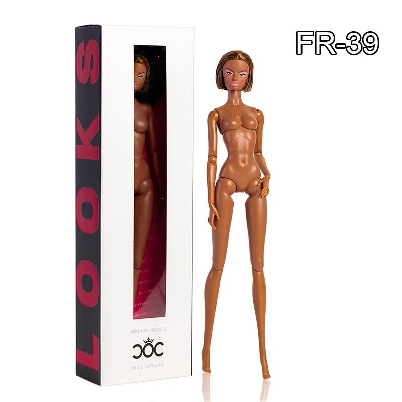 32cm Supermodel Modepop FR43 FR44 Molly Meisje Bruin Haar Bruine Huid 12 Beweegbare Gewrichten Poppenhuis DIY Verkleed Speelgoed Verzamelaar