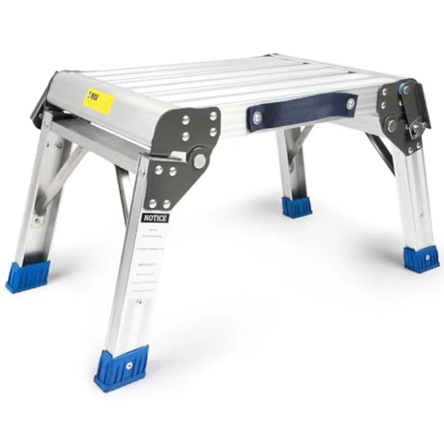 

Складная алюминиевая рабочая платформа и стремянка, грузоподъемность 350 фунтов, легкая портативная ступенька с ручкой для переноски, для гаража, дома и мастерской
