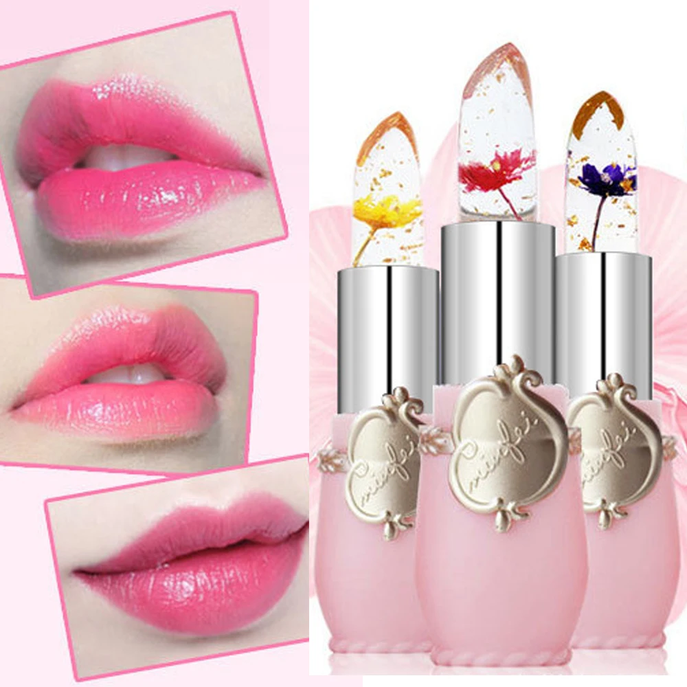 Waterproof Flower LipStick Jelly Flower Transparent Color Changing Lipstick Lasting Moisturizer Jelly Flower Lip Balm Lip Makeup