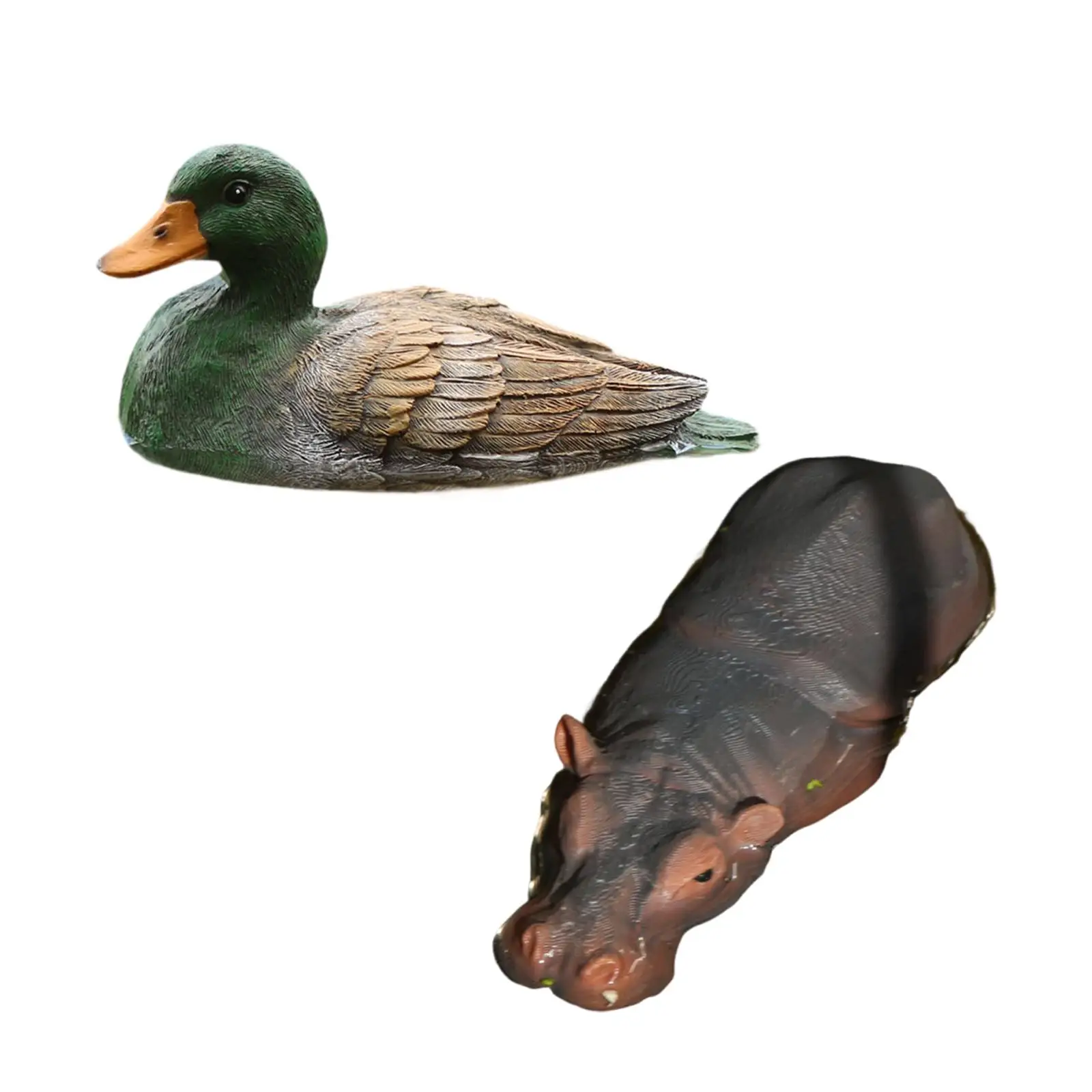 

Floating Resin Duck Hippo Figurine Lifelike Pond Ornament Waterproof Animal Statue for Backyard Garden Patio