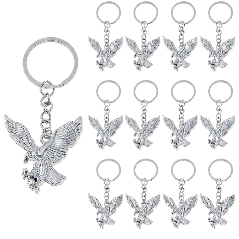 

20Pcs Eagle Alloy Keychain with Iron Rings Silver Platinum 8cm 20pcs/set