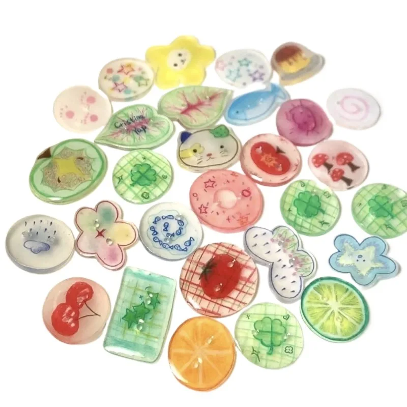 زر أكريليك التفاح الدوبامين، 28 قطعة ملونة على شكل خاص إكسسوارات يدوية الصنع مادة كتيب إكسسوارات الملابس