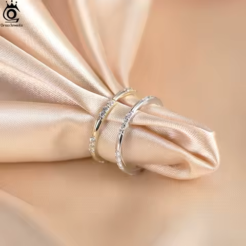 ORSA JEWELS 925 Sterling Silver Eternity Ring With Sprakling White Cubic Zirconia Finger Rings Women Jewelry Casual Wear APR37