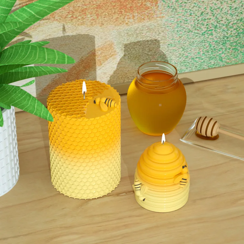 Silicone Mold for Candles 3D Honeycomb Pattern Bee Aromatherapy Plaster Crystal Epoxy Resin Soap Handmade DIY Crafts Candle Gift