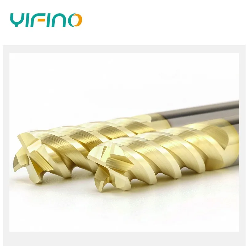 YIFINO HRC68 4-Flute High End Platinum Tungsten steel Carbide Flat Endmills For CNC Mechanical Machining Milling cutter Tools