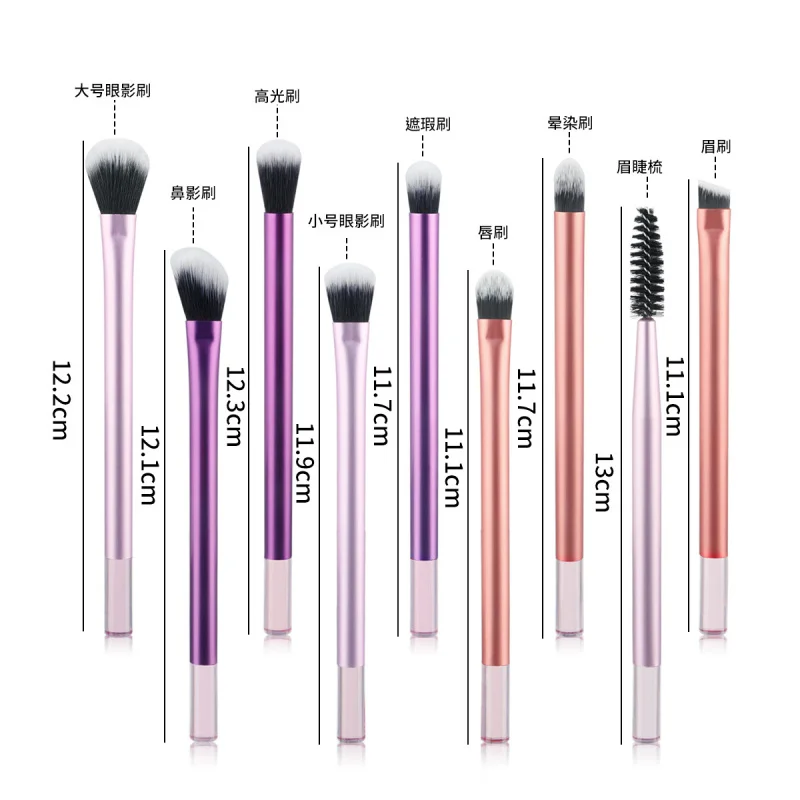 9 Conjunto de pincéis de maquiagemminiMakeup Expert School Eye Shadow Blush Iniciante Ferramentas de maquiagem portáteis