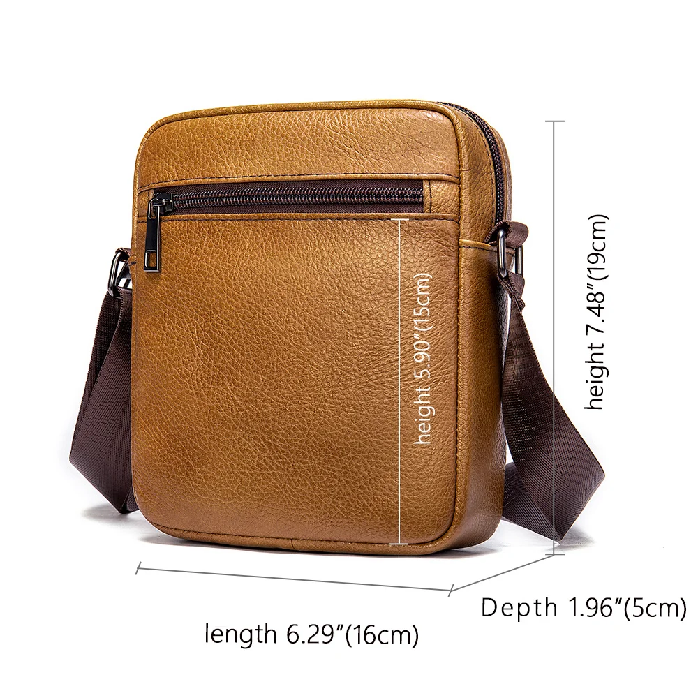 men's shoulder bag for men genuine leather small messenger bag men's crossbody bag fashion name Laser engraving bags 7362