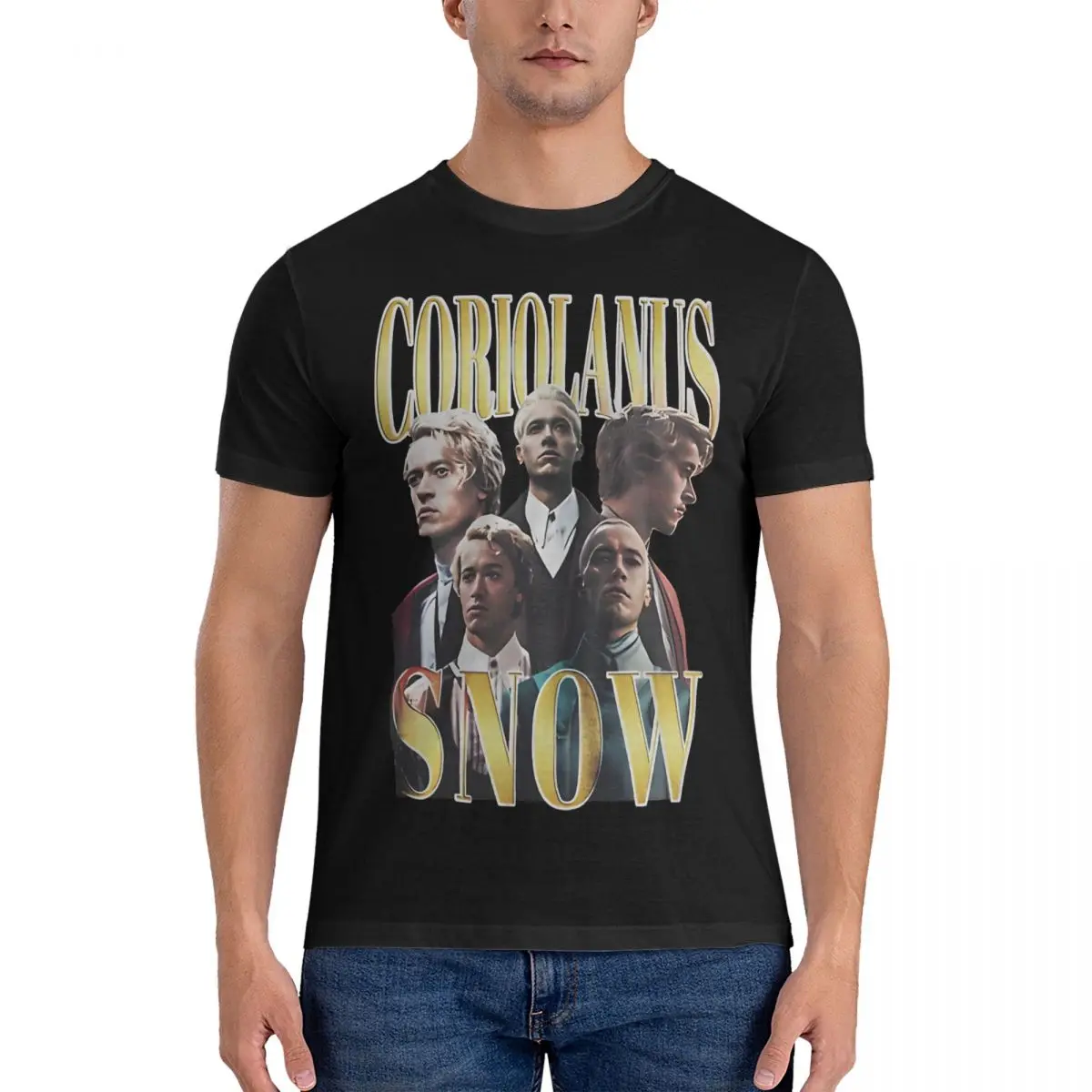 Funny Coriolanus Snow Style Tom Blyth Vintage T-Shirt Men Round Collar Pure Cotton T Shirts The Hunger Games Short Sleeve Tees