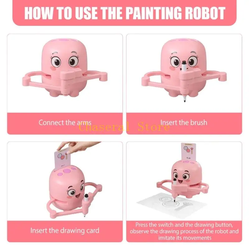 E7CE Fun And Safe Painting Robot Toy With Voice Instructions Perfect Gift For Little Artists