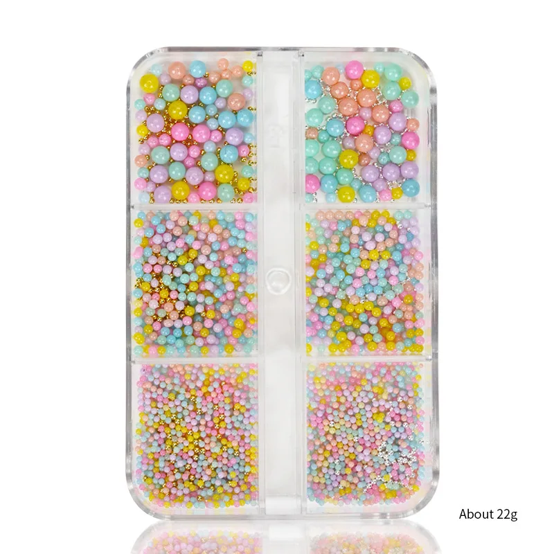 6 griglie/scatola Macaron perline colorate Mini decorazioni per unghie 3D Mix Size resina rotonda iridescenza Charms per unghie Manicure strass % *