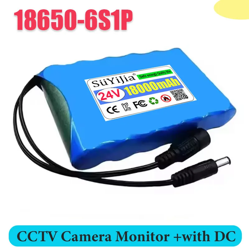 

6S1P портативная новая литий-ионная аккумуляторная батарея высокой емкости 24 В 18 Ач 18650 DC25,2 В 18000 мАч монитор камера игрушечный автомобиль