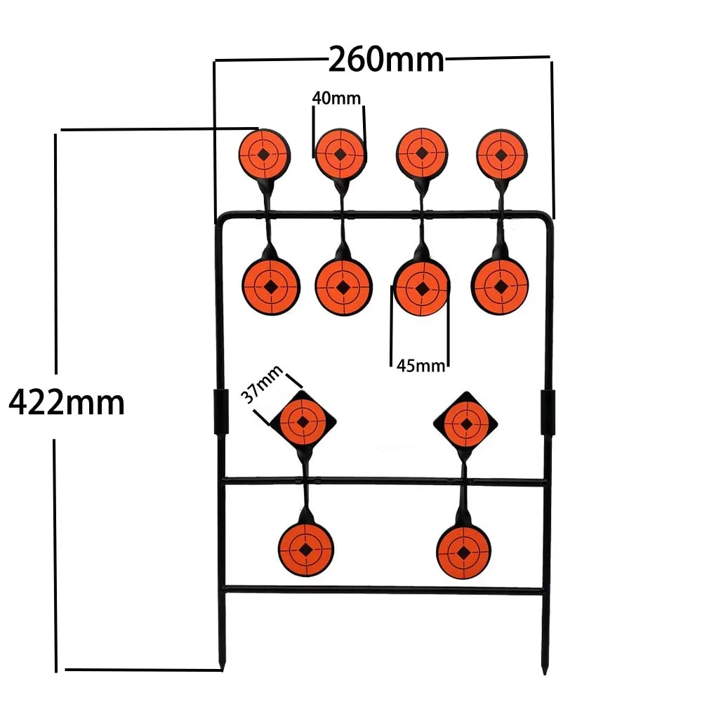 Air Rifle Slingshot 12 Plates Steel Target With Orange Stickers 3MM Thickness Spinner Plinking Sports Gun Shooting