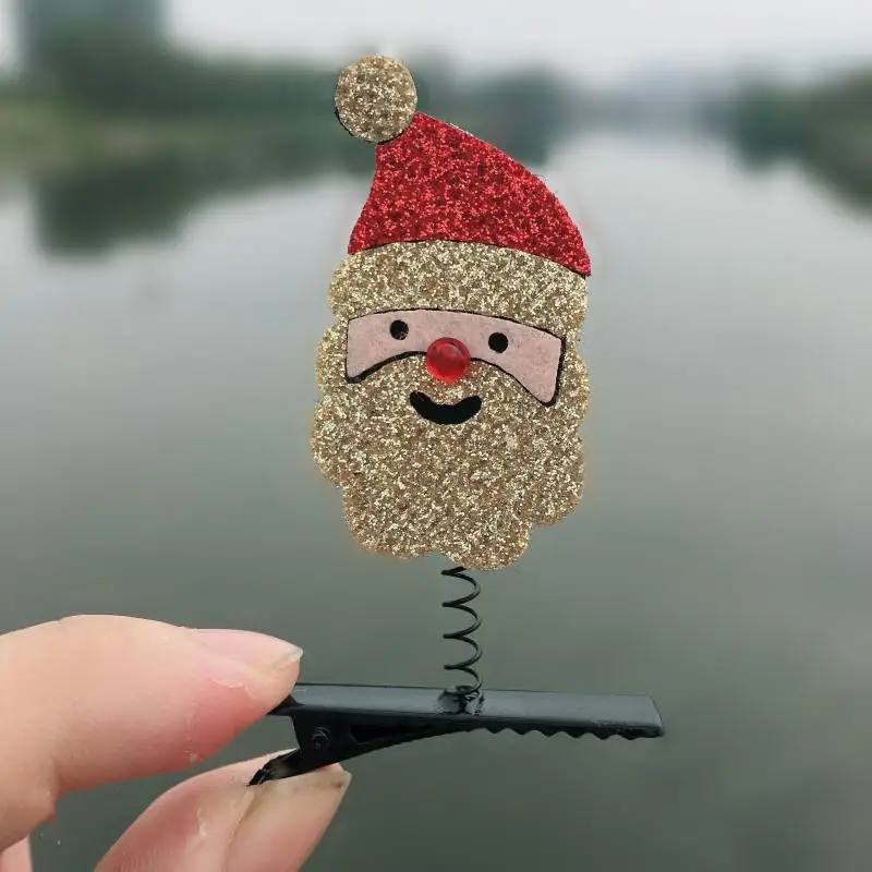 1pc dos desenhos animados natal grampos de cabelo meninas festa de natal presilhas de cabelo papai noel grampo de cabelo crianças meninas acessórios para o cabelo