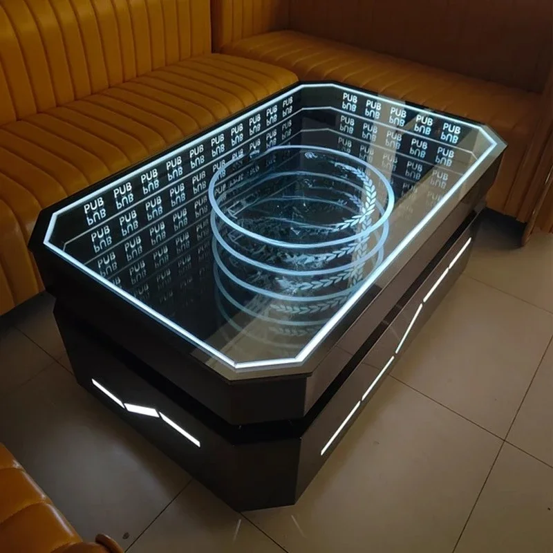 Coffee table luminous table stainless steel LED bar bar electronic sound light luxury