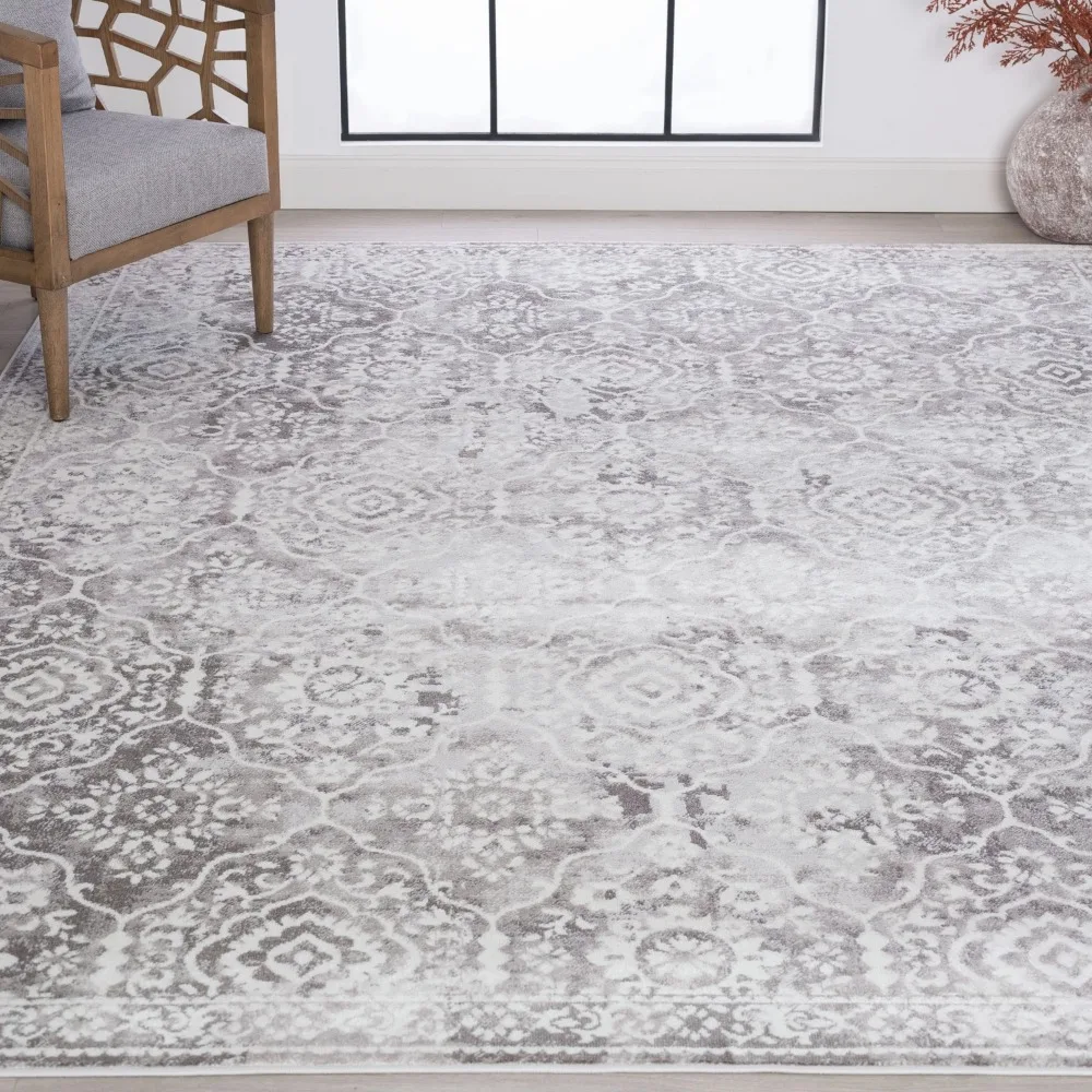 

Persian Traditional Area Rug, Floral Indoor Rugs for Living Room, Dining Room, Bedroom | Gray, 4' x 6' (4'x5'3'')