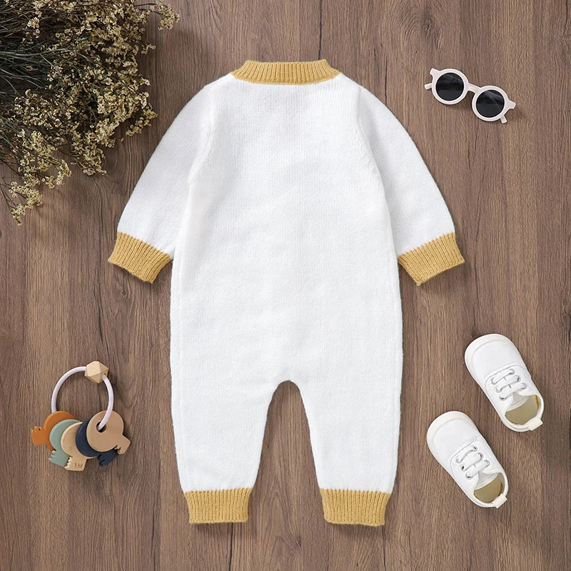 Newborn Baby Romper Knit Infant Girl Boy Jumpsuit Cute Sunflower Autumn Kid Clothes Child Overalls 0-18M Outfit Warm Long Sleeve