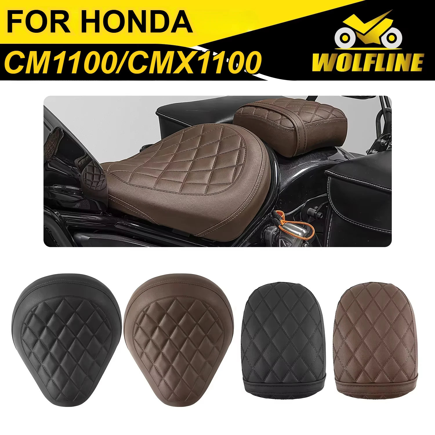 Wolf Line Motorcycle Front & Rear Seat Saddle Pad for Honda Rebel CM1100 CMX1100 2021-2024 2022 2023