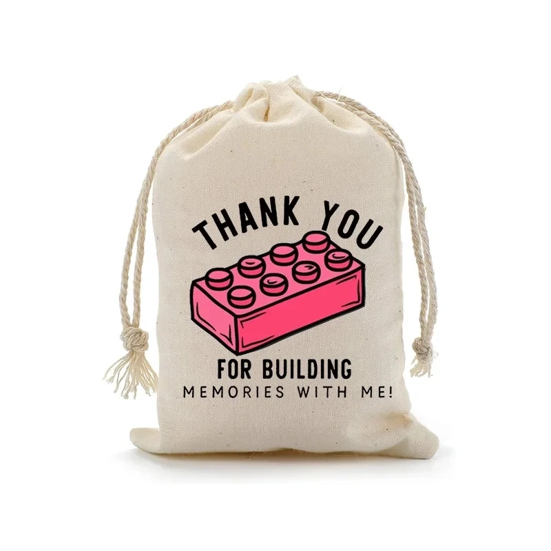 20pcs thank you For Building Memories with me Bags boy girl 5th 6th 7th 8th Brick or Blocks Birthday Party decoration gift