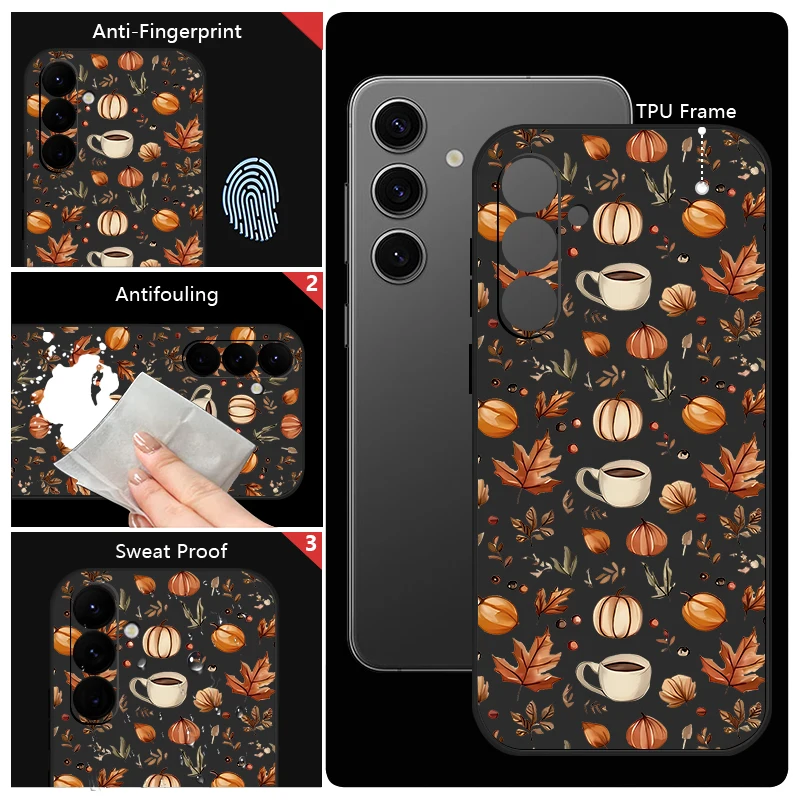 الخريف مابل ليف طباعة الحال بالنسبة لسامسونج غالاكسي S25 S24 FE S25 S22 S23 S24 الترا A17 A56 A55 A53 A54 A15 A16 A36 غطاء هاتف من البولي يوريثان #5