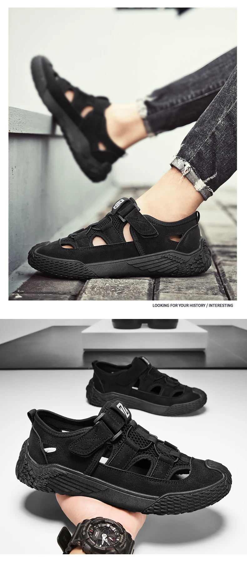 Große Sandalen für Herren, neues Sommermodell, trendig, vielseitig einsetzbar, lässige Sportsandalen, bequeme Sandalen mit weicher Sohle und hohlem Design für den Strand. – Detail 19