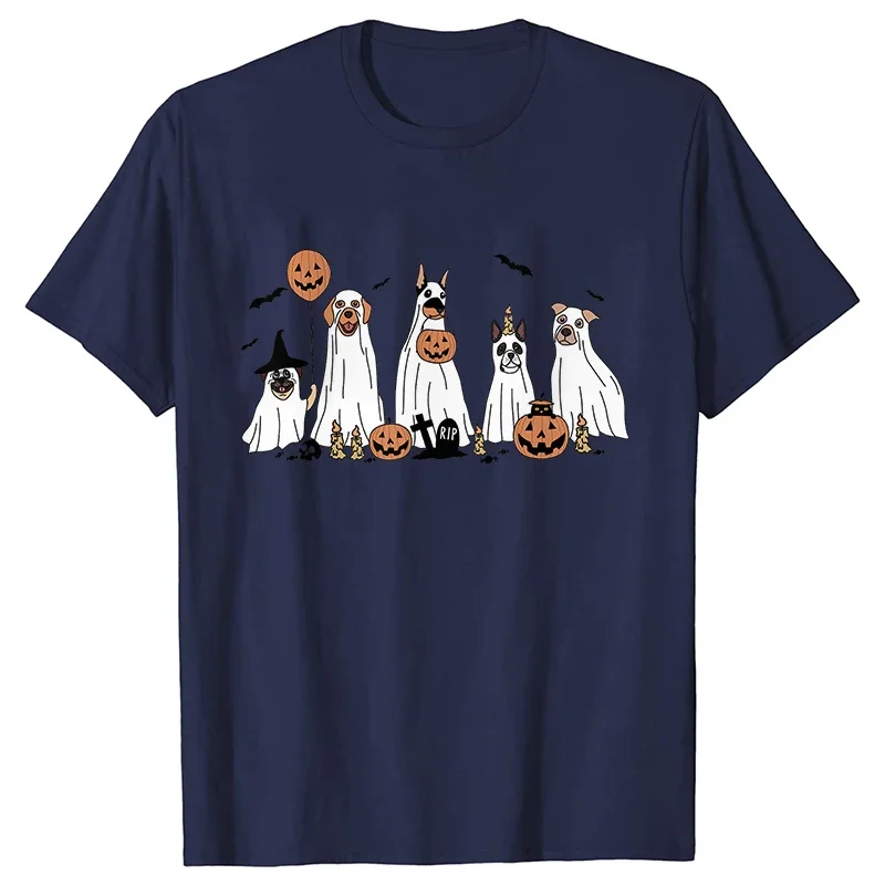 Halloween Dog Print Women T-Shirts Retro Spooky Season Shirt Harajuku Graphic Tops Female Summer Fashion Tshirt for Women Tops