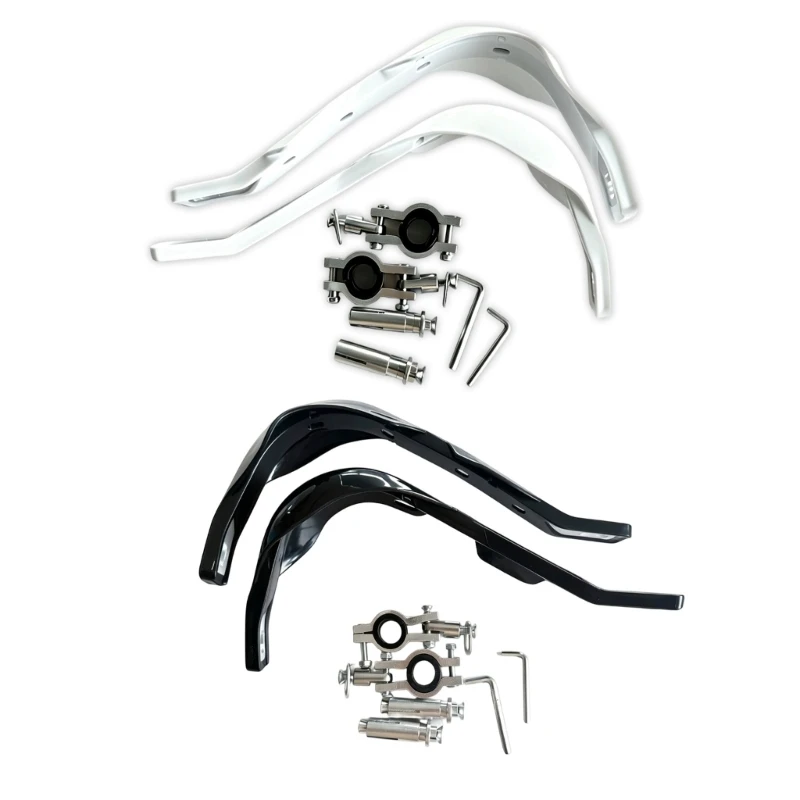 Handlebar Handguard for Motorcycles with Plastic Guard Shells & Metal Clamps, Pair for Hollow Handlebars