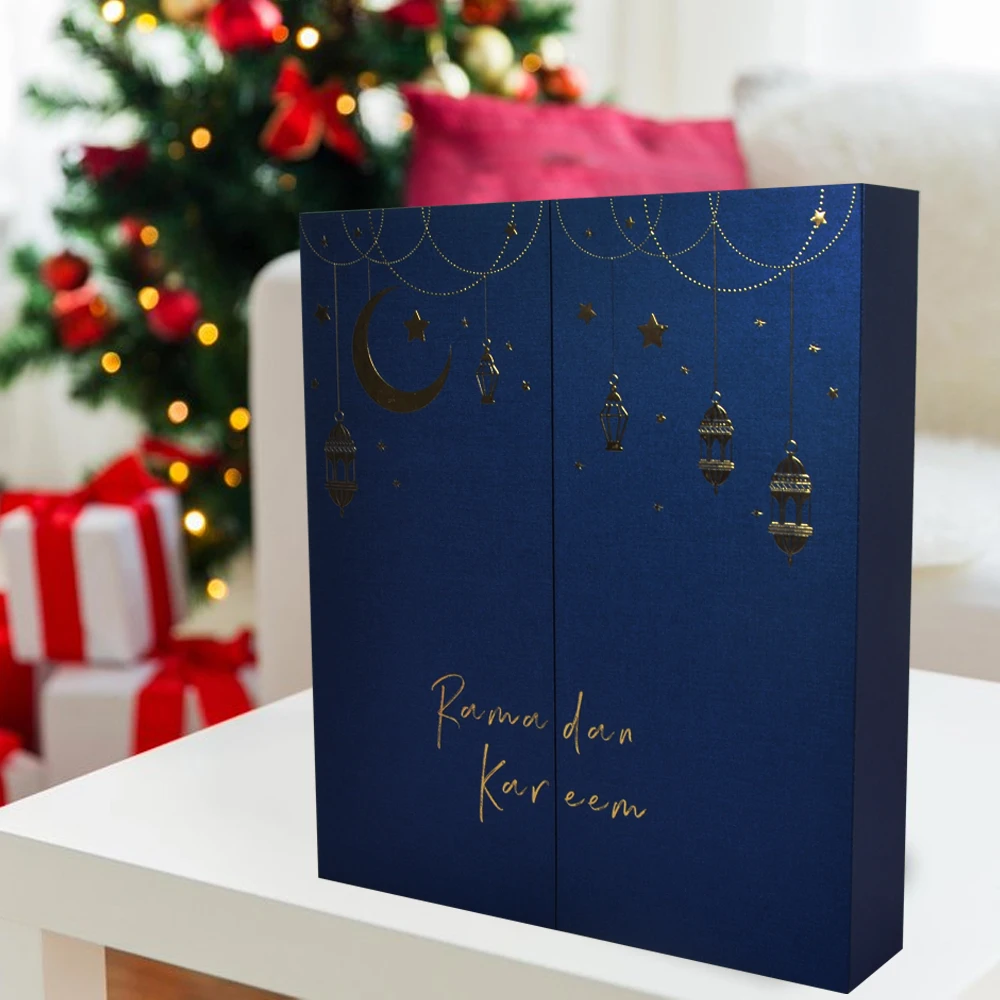 Customized queryAdvent Calendar Gift Box Packaging RTS Factory Wholesale Christmas Candle Use Glossy Lamination Varnishing Foil