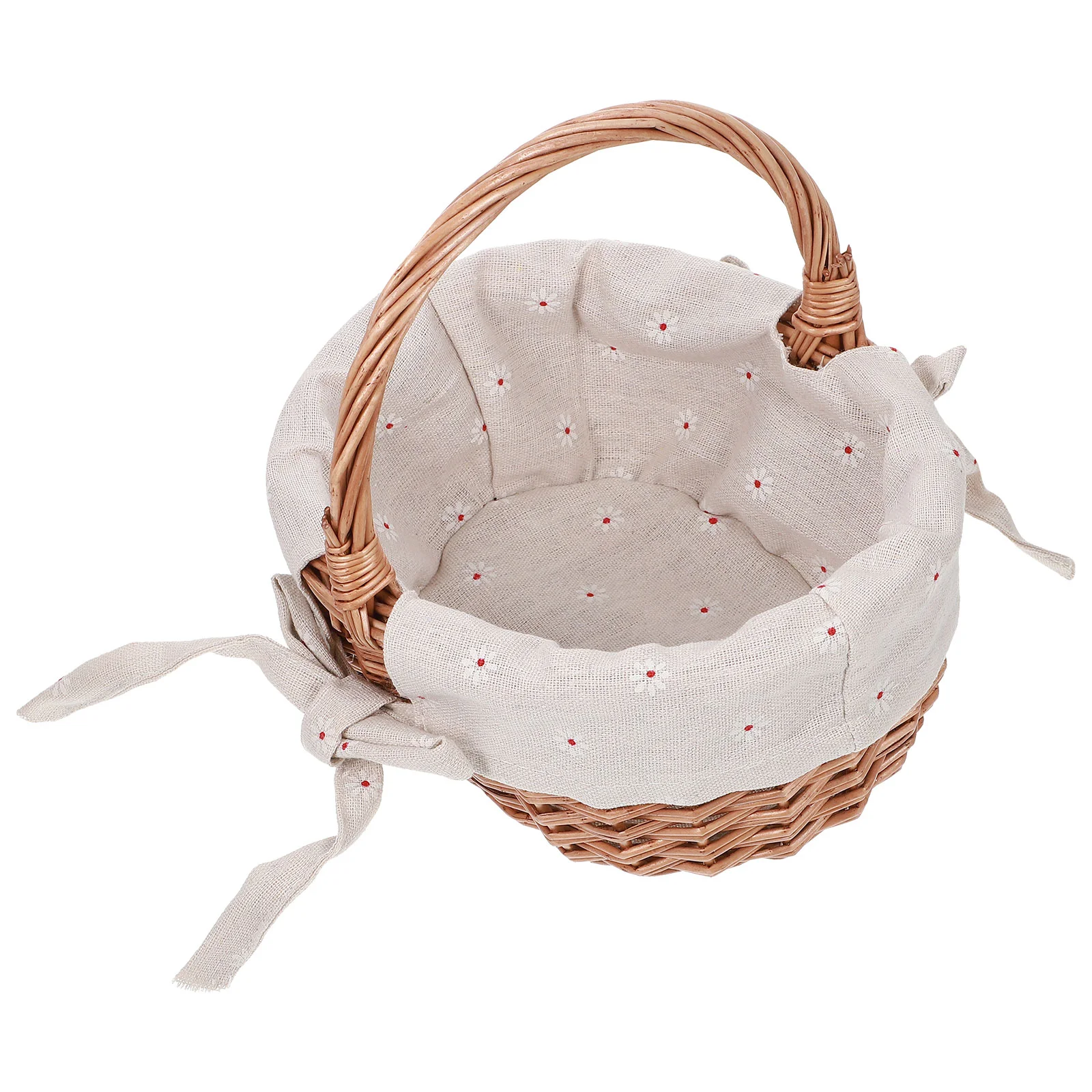 

Flower Girl Baskets Rattan Small Hamper Wedding Container for Weddings Khaki Textile