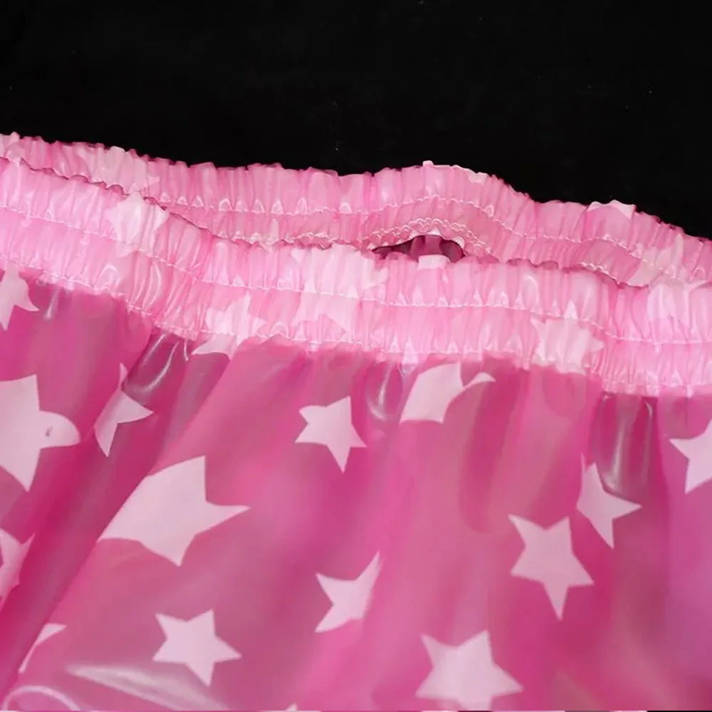 Transparent Men Soft Pentagram PVC Thickened Underpants Smooth Silent ABDL Plastic Briefs Couple Waterproof Adult Baby Panties