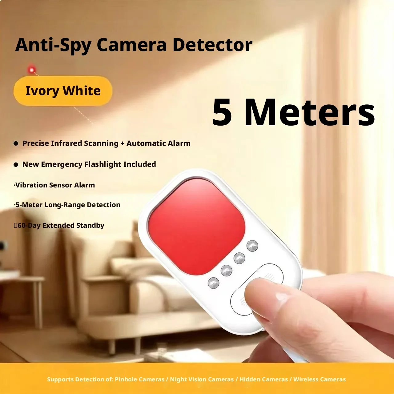 Adsorbable Camera Detector Portable Anti‑Peeping Anti‑Surveillance Privacy Protector Essential Security Tool For Hotel Travel