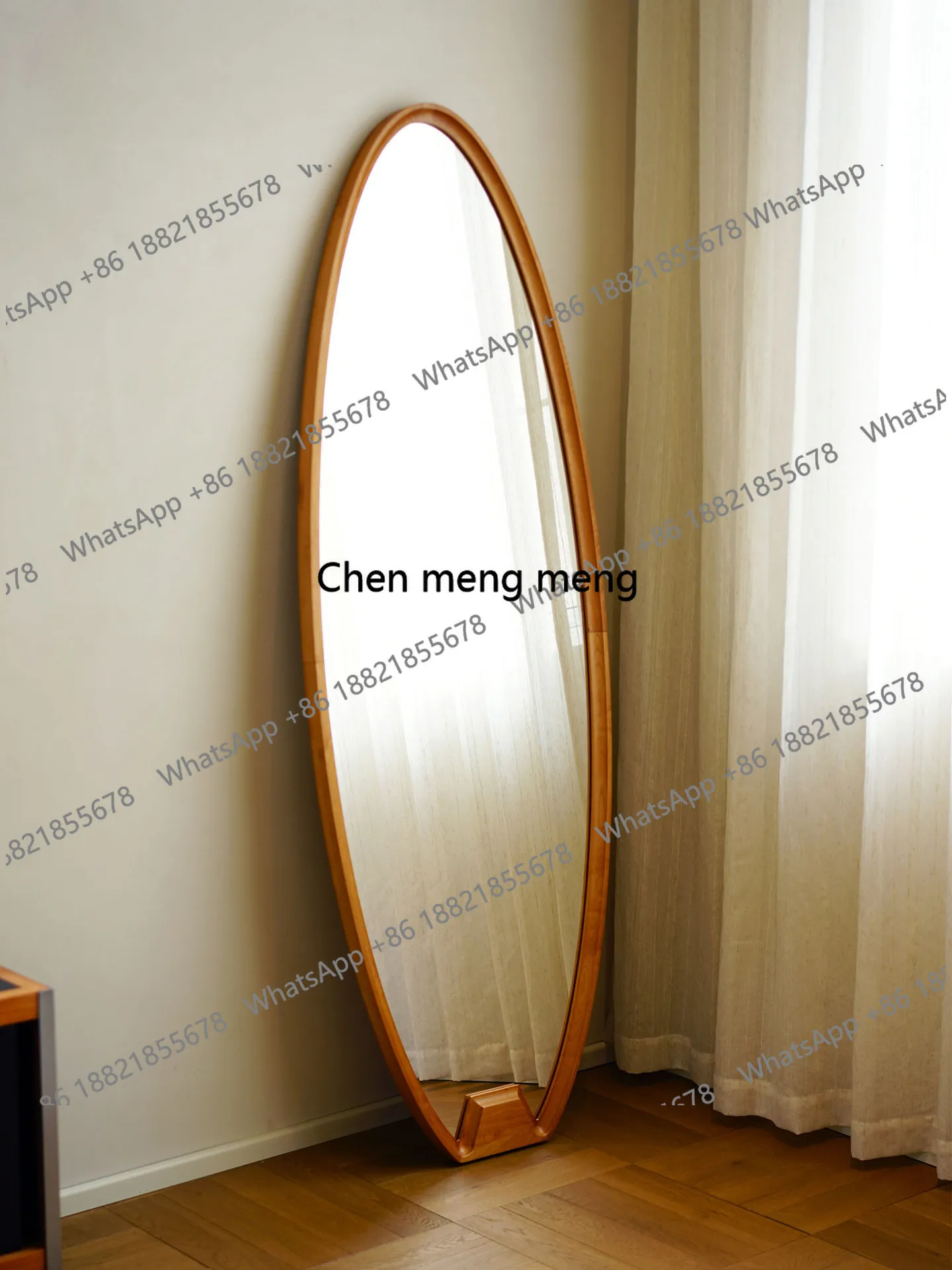 

Solid wood full-length mirror, antique floor-to-ceiling full-body mirror, modern simple wall-mounted changing mirror