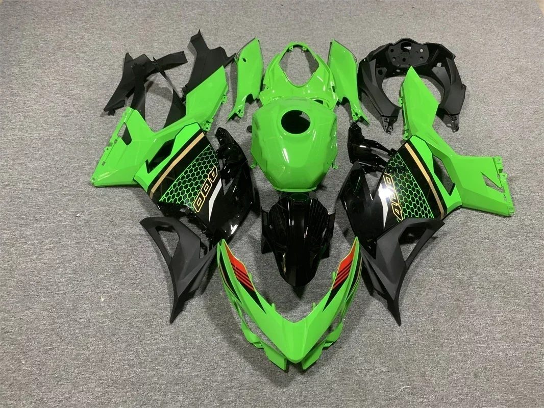 Full Fairing Kits For Kawasaki Ninja 400 ABS For Kawasaki Ninja 400 2018 2019 2020 2021 2022 2023 Black and green Fairings Kits