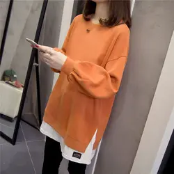 Fashion Solid Color Fake Two Pieces Casual Sweatshirts Female Clothing 2023 Autumn New Loose Korean Tops All-match Sweatshirts