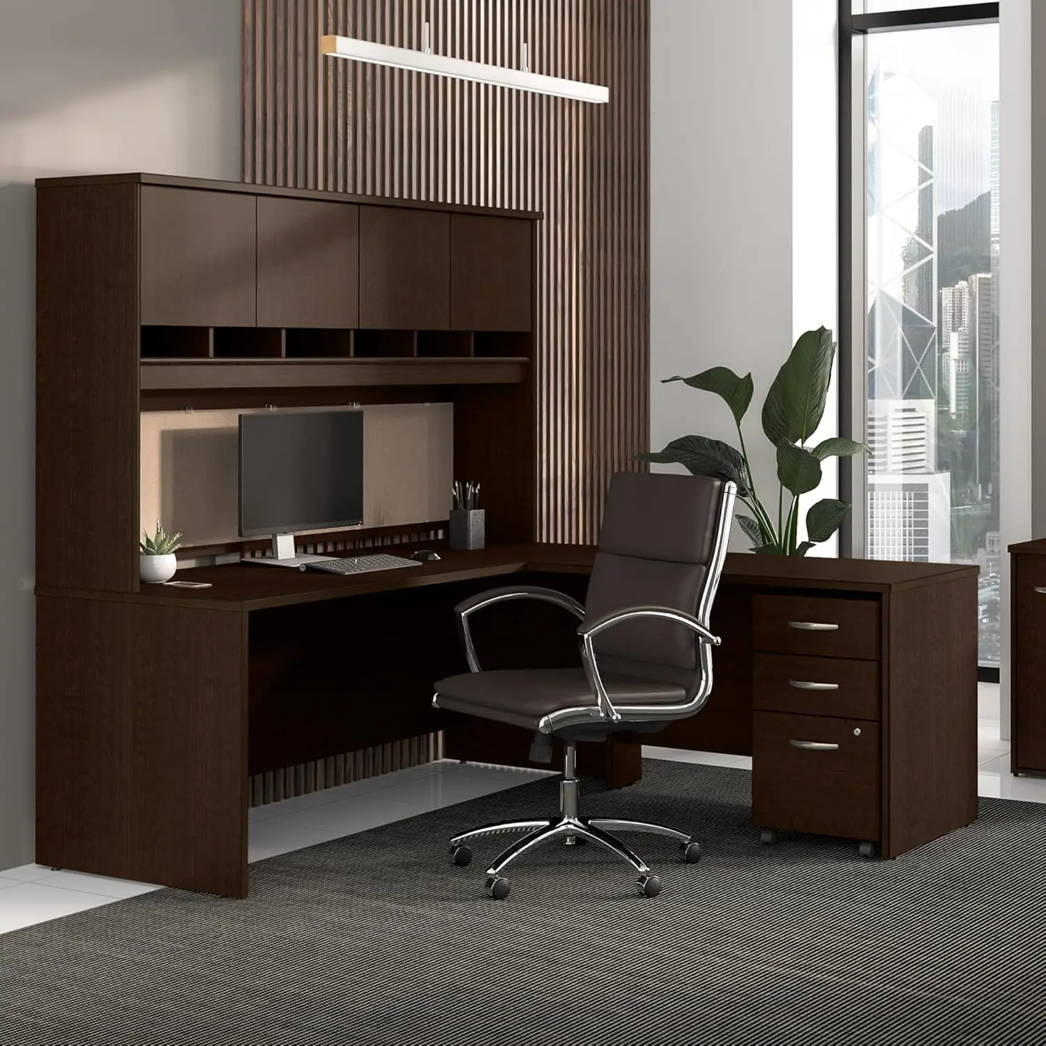 3-Drawer Mobile File Cabinet in Mocha Cherry, Rolls Under Desk with Locking Drawers