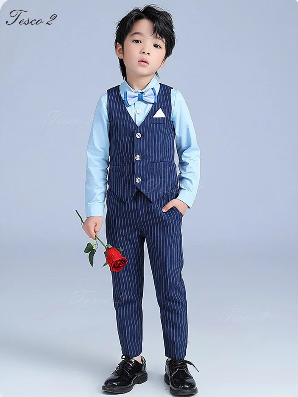 

New Summer Boy Suit Striped Slim Fit Vest Set For Wedding Party Suit For Boy Simple Fashion Single Breasted For Daily Casual