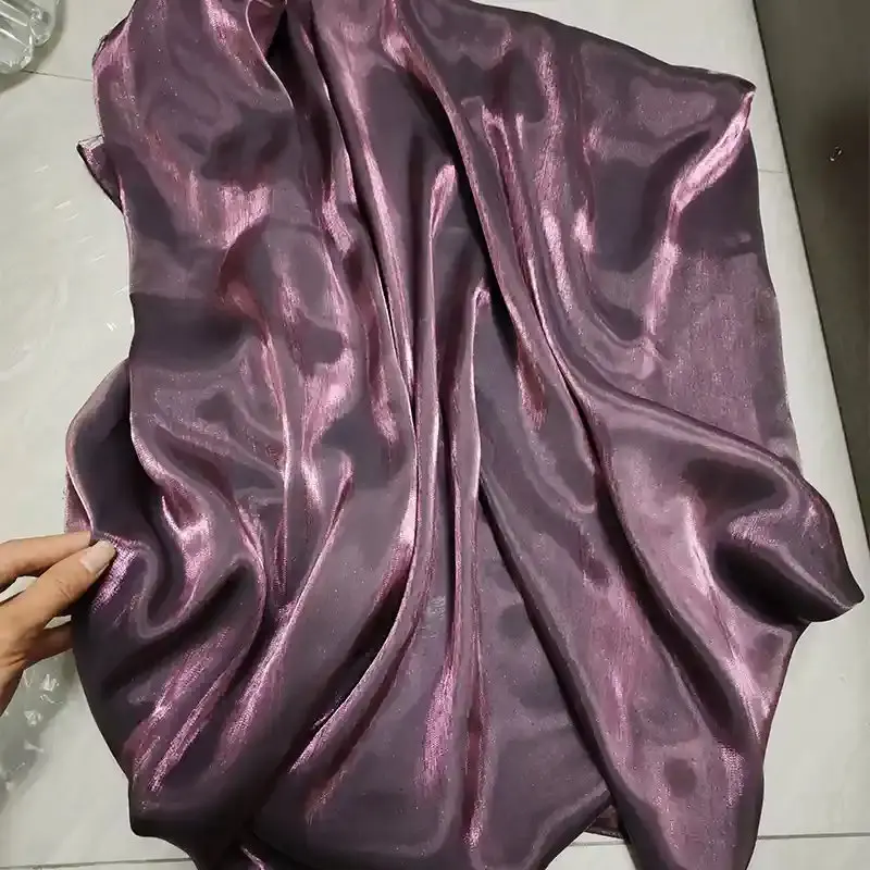 Black Iridescent Satin Fabric,Soft and Smooth Well Drap Fabric,Shirt Doll Clothes DIY Dress Fabric Material Decorations