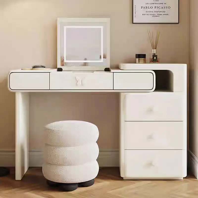 

Solid wood paint dresser household small apartment miniature makeup mirror integrated storage dresser premium table