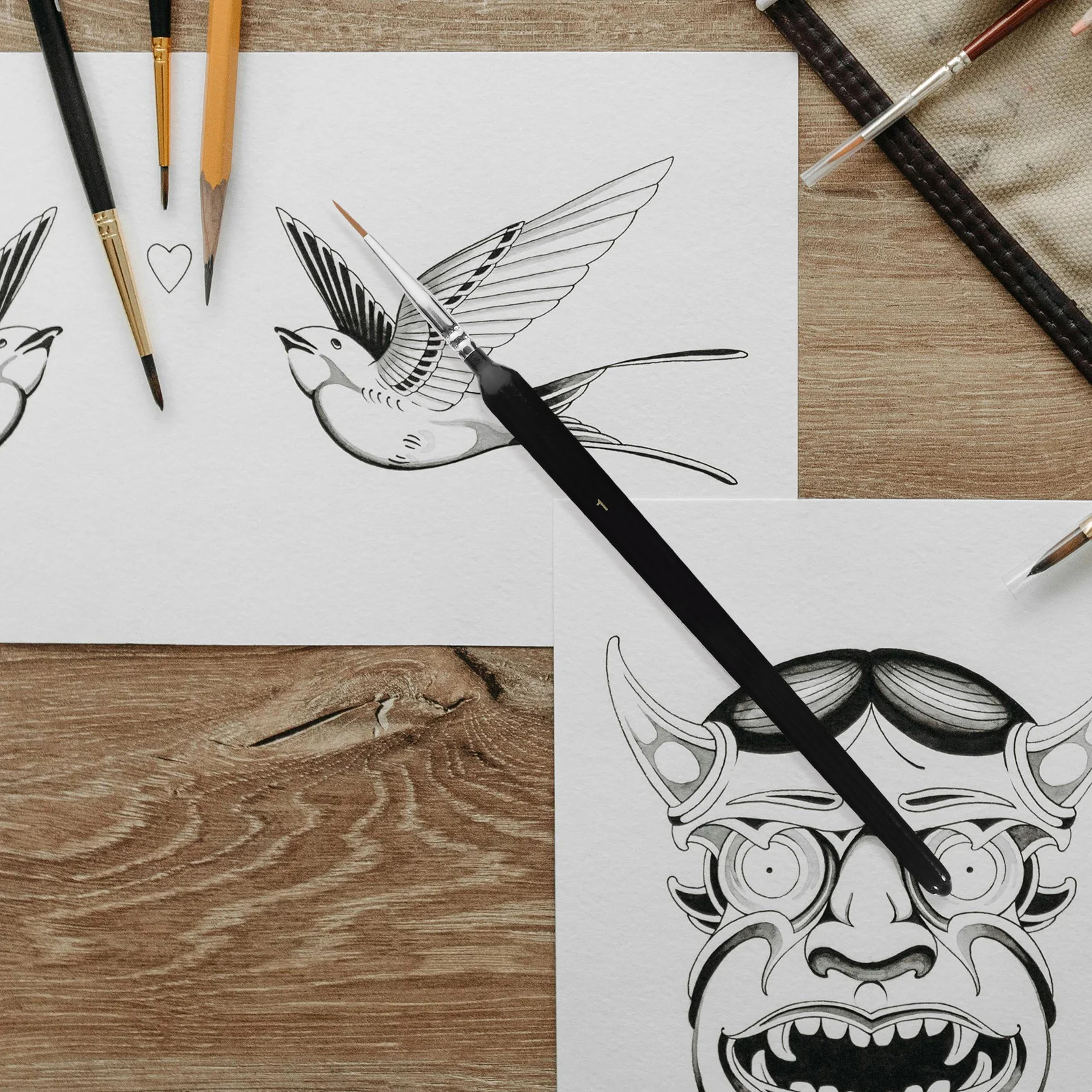 6 Pcs Fine Hook Line Pen Set Paint Brush Chinese Ink Gouache Traditional Calligraphy