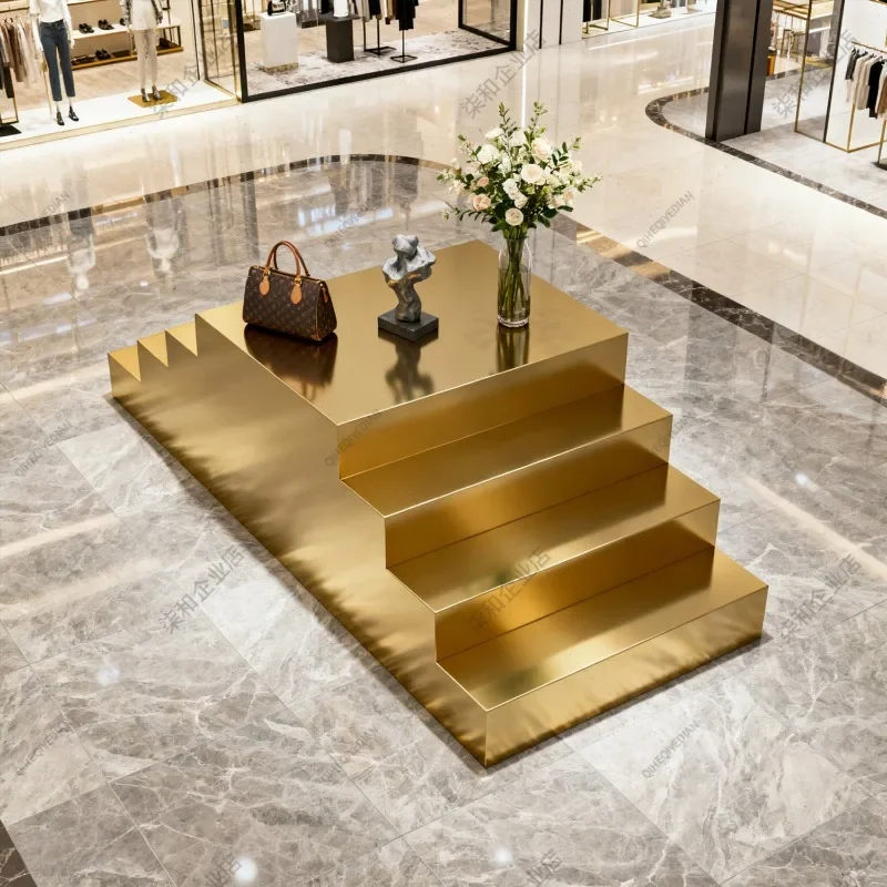 Stainless steel display stand store product placement platform stepped flow table