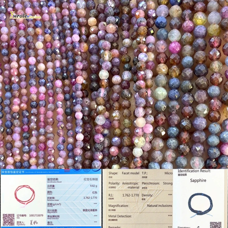 2 3 4mm Faceted Round Natural Gem Stone Ruby Sapphire Loose Spacer Beads for Jewelry Making Diy Bracelet Charms Accessories 15''