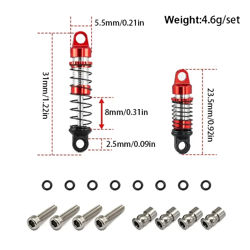 26mm Aluminium Alloy Adjustable Shocks Absorber for AXIAL 1/30 SCX30 Ford Bronco Jeep Wrangler K10 RC Car Upgrade Parts