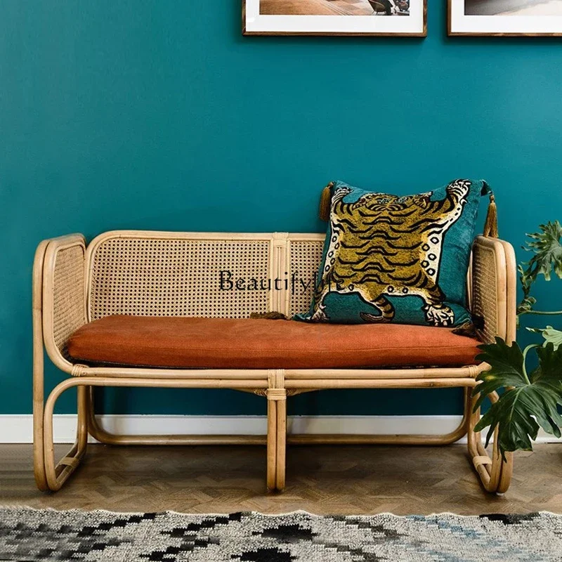 

yj 5 Rattan Sofa Outdoor Bed & Breakfast Style Balcony Rattan Chair Sofa Handrail Leisure Chair