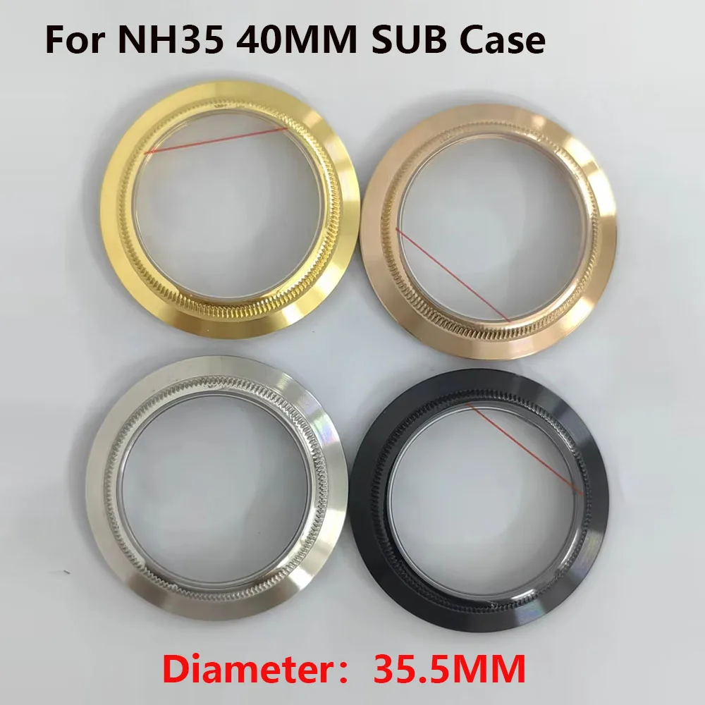 

35.5mm Transparent Watch Back Cover NH35 Movement 40MM SUB Stainless Steel Rear Cover for 39.5MM Retro Watch Case Bottom Case
