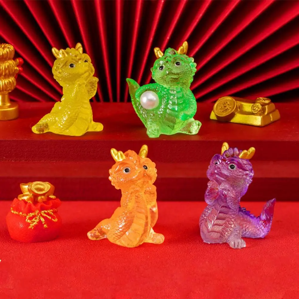 

1/4 шт., мультяшные прозрачные смоляные украшения в виде дракона, китайский зодиак, маленькая фигурка дракона, милые мини-приятные драконы для дома