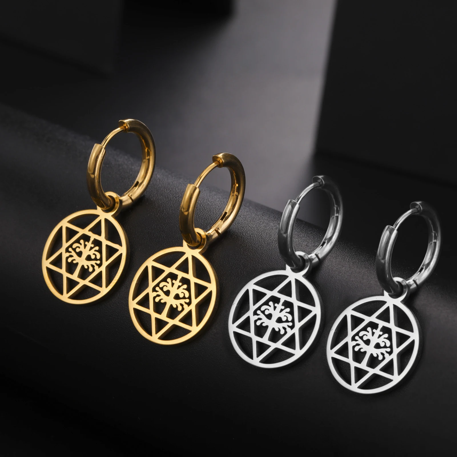 Jeshayuan Star Of David Dangle Earrings Drop Earrings Fashion Jewish Jewelry Tree of Cabala Female Earring Party Gift