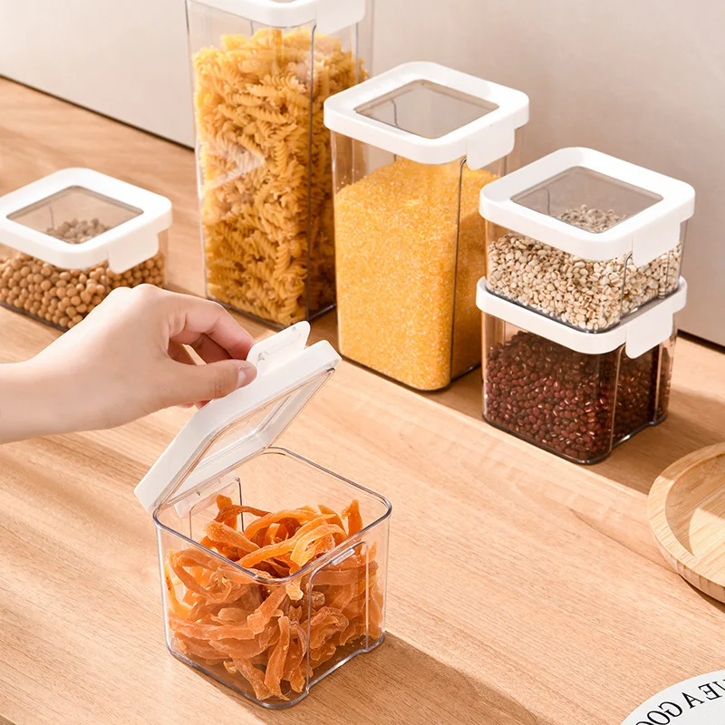 Transparent Spices Storage Jar Hermetic Candy Cookie Preservation Box Kitchen Coffee Beans Cereal Rice Dispenser Organizers